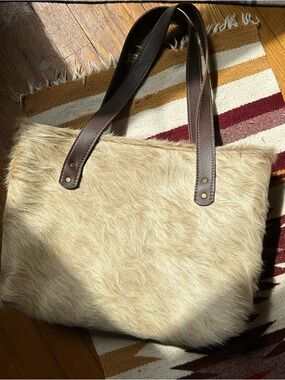 Hair on Cowhide Tote Western Cowgirl Rodeo Genuine Leather Fur Luxury Americana